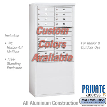 Free-Standing 4C Horizontal Mailbox Unit (Includes 3711D-20CFP Mailbox, 3911D-CST Enclosure and Master Commercial Lock) - 11 Door High Unit (69 3/8 Inches) - Double Column - 20 MB1 Doors - Custom Color - Front Loading - Private Access